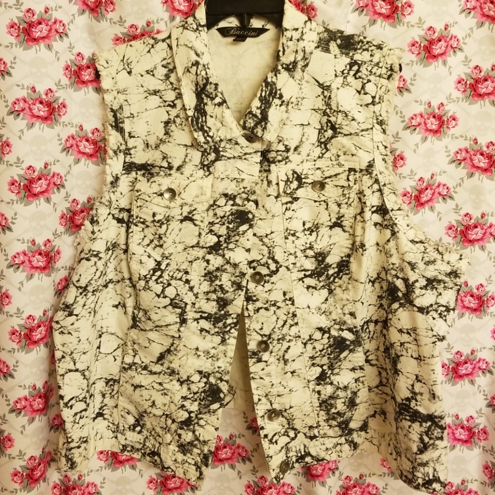 BACCINNI MARBLE BLACK AND CREAM JEAN VEST